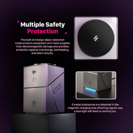 แท่นชาร์จไร้สาย ADAM elements Mag Qube Qi2 3-in-1 Intelligent Charging Station สีเทา_8